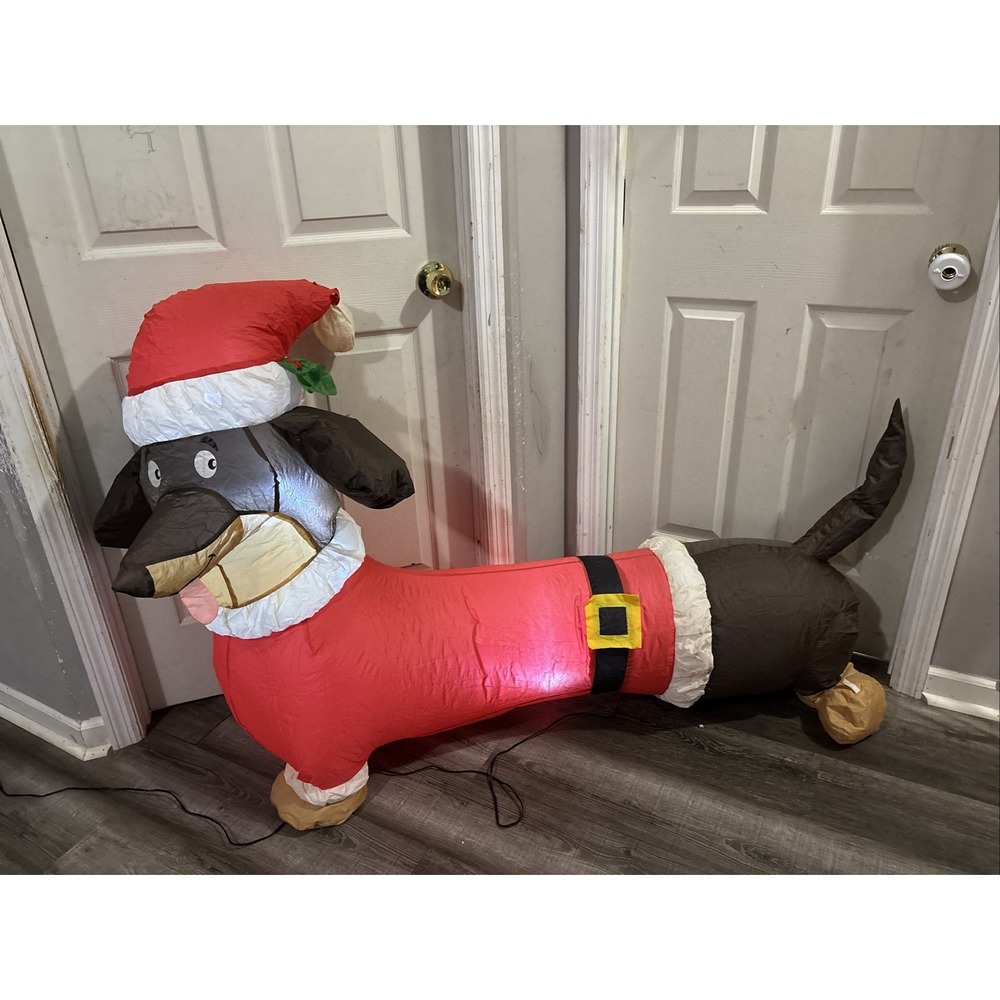 Airblown Inflatable Christmas Dachshund Wiener Dog 3 Ft Tall 4 Ft Wide Decor